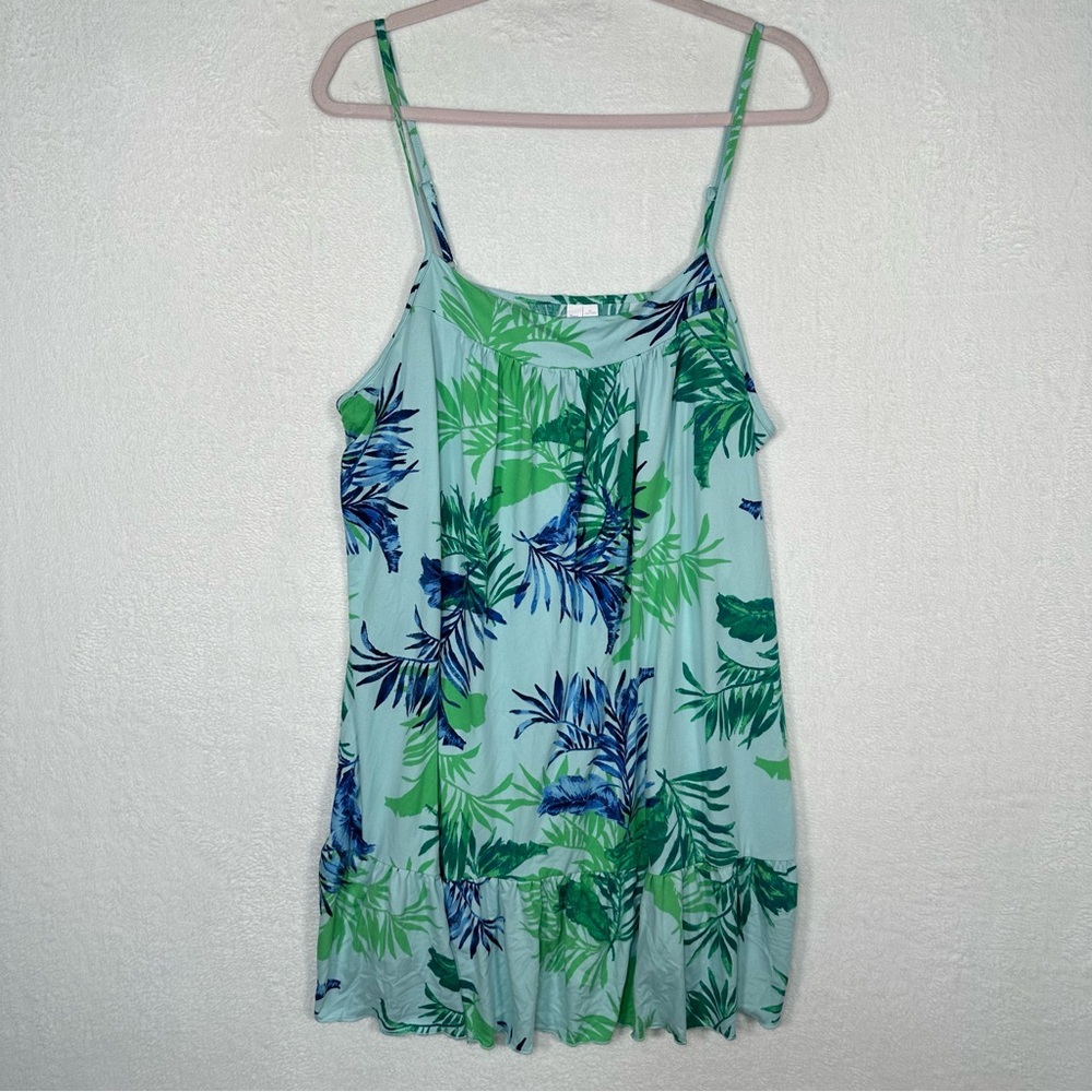 Joyspun Strappy Tropical Mini Blue Sun Dress Size 2X Tropical Islands Plus Size
